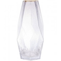 Vaso 13x24,5cm De Vidro Com Borda Dourada Taj